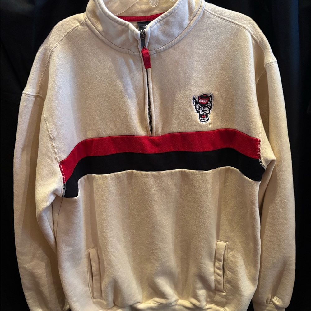 Colosseum Cream NC State Zip-Up Men's Sweater